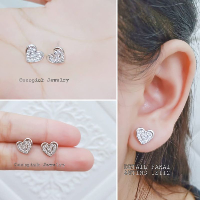 Anting Giwang Titanium Silver  Permata Anti Karat