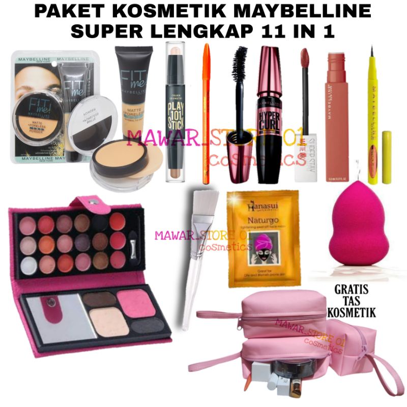 Paket Kosmetik Maybelline Lengkap 11 in 1 / New Make Up Maybelline Fit Me