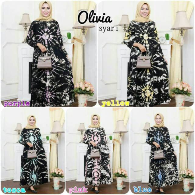 Gamis Blacktiedy kaos combed pelangi Olivia