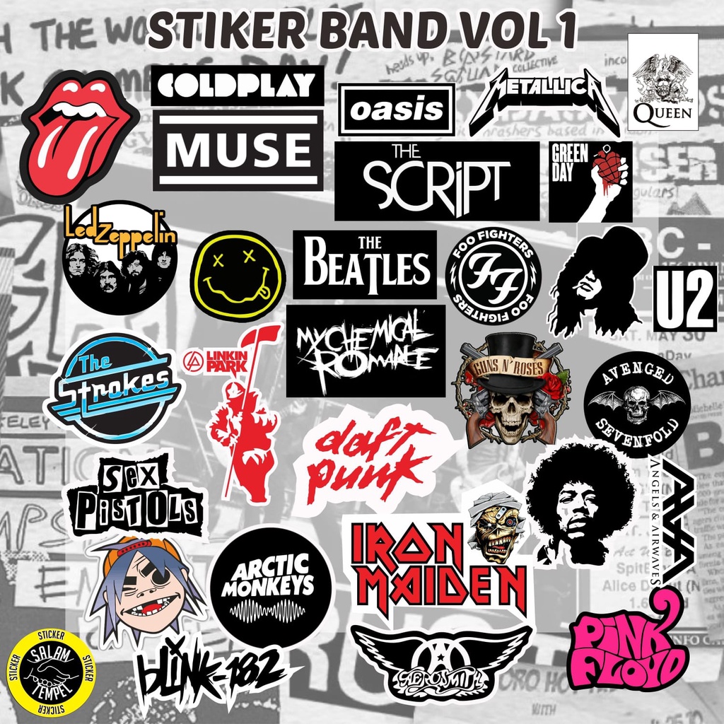 

30 pcs set Sticker Band Rock Punk Music Metal band/stiker dinding/sticker dekorasi FREE POSTER