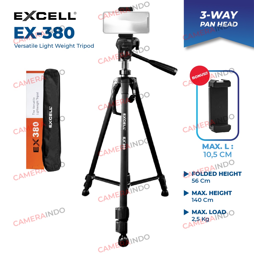 Tripod EXCELL EX 380 Panhead tripod hp kamera plus bag