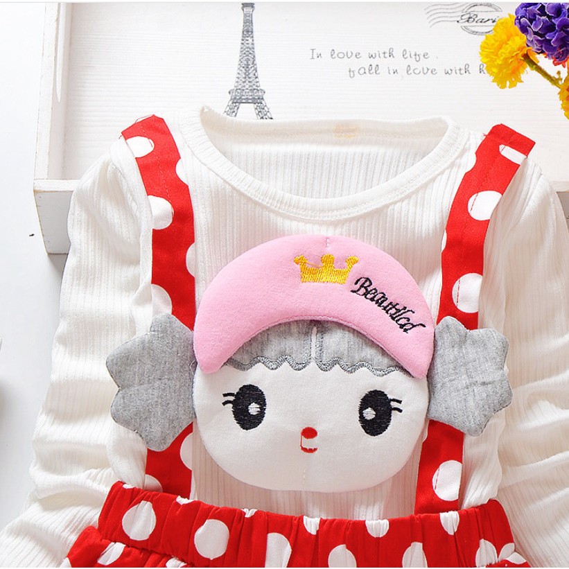 DP93 Dress anak /baju dress anak / pakaian bayi anak  perempuan lengan panjang  model boneka polkadot