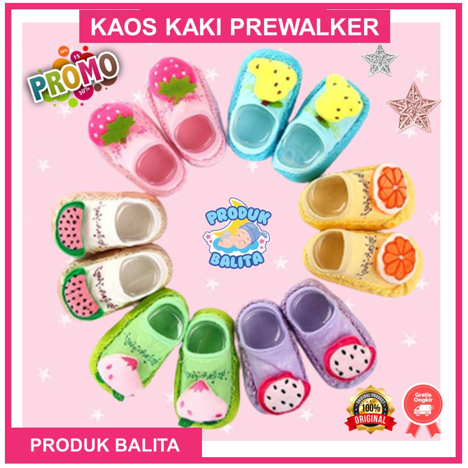 Sepatu Bayi Prewalker Kaos Kaki Karet Anti Slip Kaos Kaki Prewalker Bayi  Perempuan Laki-laki Terlaris