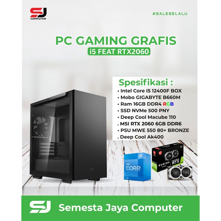 PC Gaming Core i5 12400F | RTX 2060 6GB | 16GB | CPU Grafis gen 12