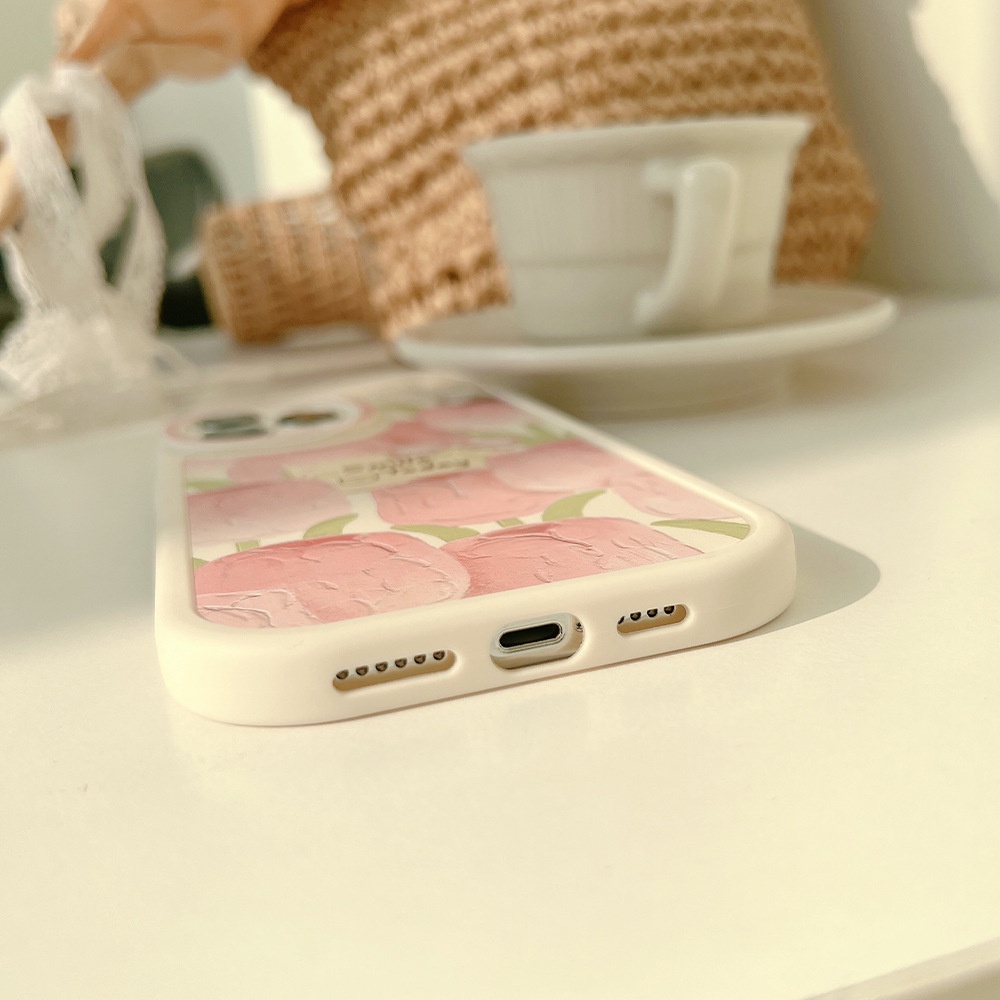 Flowers Phone Case Compatible For iPhone 7 8 12 11 14 Pro Max X XR XS Max 6 6s 7 8 Plus SE 2020 13 Pro Max Fresh Pink Tulip Flowers Soft TPU Shockproof Back Cover