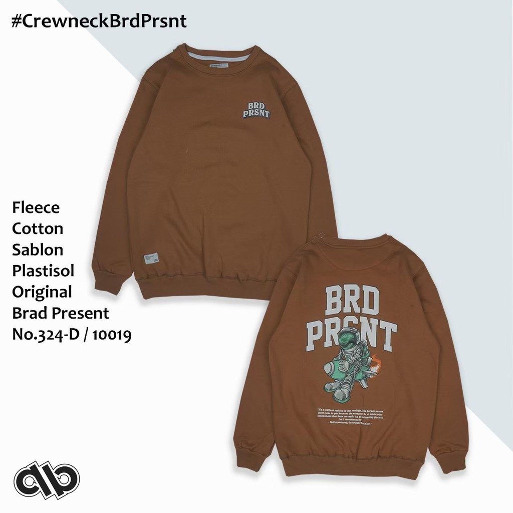 BRAD PRESENT ORIGINAL Sweater Crewneck Sweatshirt cowok brown motif neil amstrong seri NABRD 04