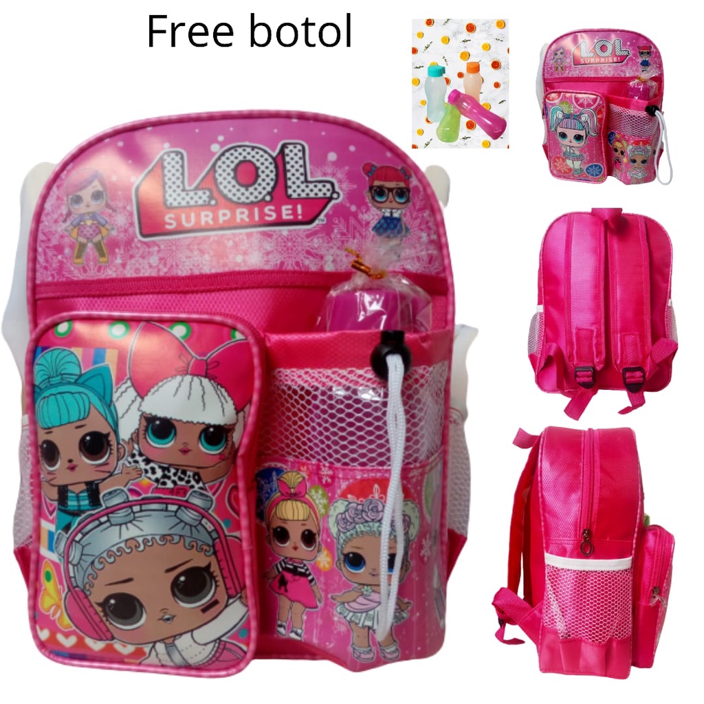 BISA COD / BAYAR DITEMPAT/Tas Ransel Sekolah Paud - TK Anak Perempuan Gambar Kartun Free Botol Minum