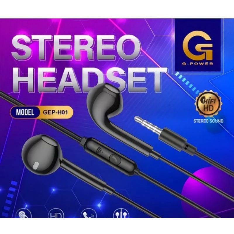 GEP-H01 HF HANDSFREE EARBUDS HEADSET HIGH STEREO SUARA KEREN