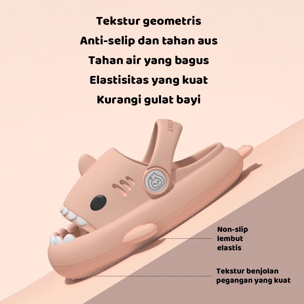 Sandal Anak Laki EVA Aneka Warna Motif Desain Asli Hiu Shark Stereo 3D