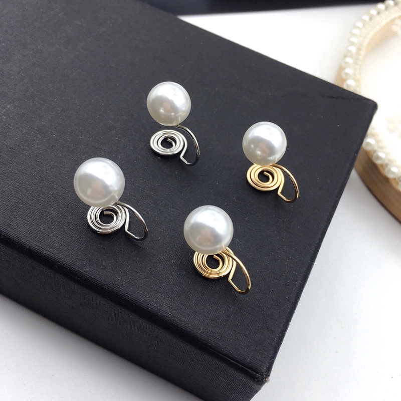 Anting Klip Tanpa Tindik Aksen Mutiara Imitasi Warna Goldsilver Untuk Wanita