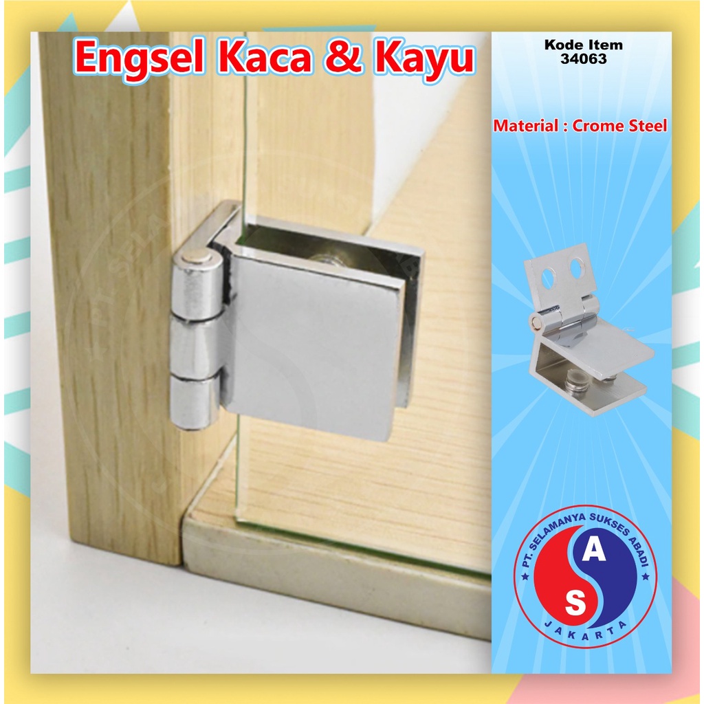 1 PC Engsel Jepit Kaca Kayu ke Kaca Winston
