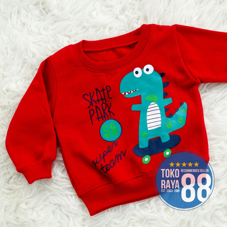 TOKO RAYA 88, Setelan Jaket Bayi Anak 1 - 2 Tahun, Set Sweater Dino, Hangat Murah-4