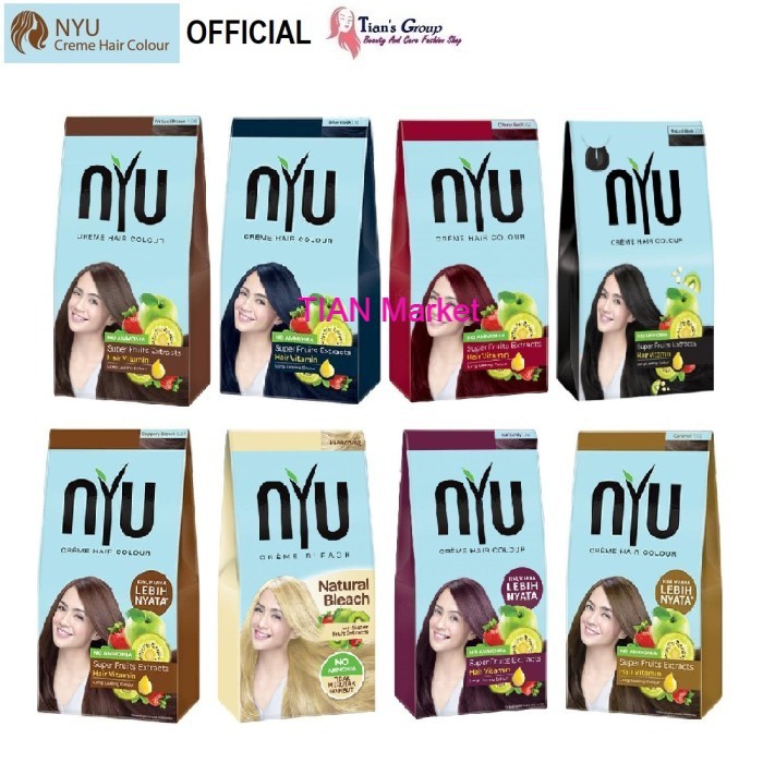 Jual Nyu Pewarna Rambut Alami Cream Hair Colour Box 8 Varian Warna Ori Bpom Halal Shopee Indonesia