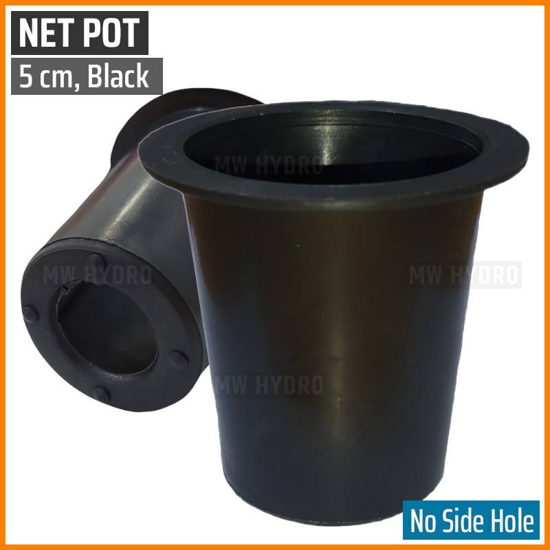 Netpot Hidroponik Polos, Tanpa Lubang Samping - Net Pot 5 cm, Hitam