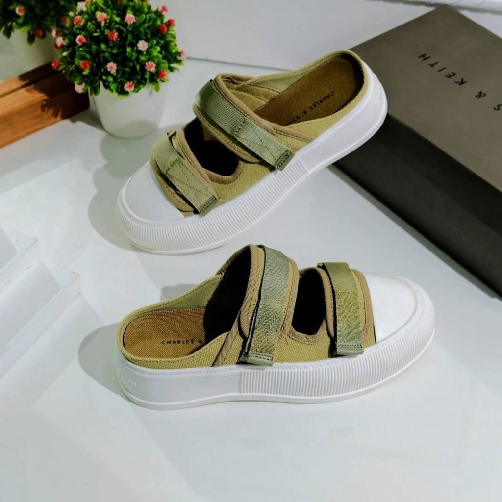 [7.7 Boombastis Sale⚡] - SENDAL WANITA KANVAS CK SLIP ON VELCRO CKS506 PREMIUM IMPORT