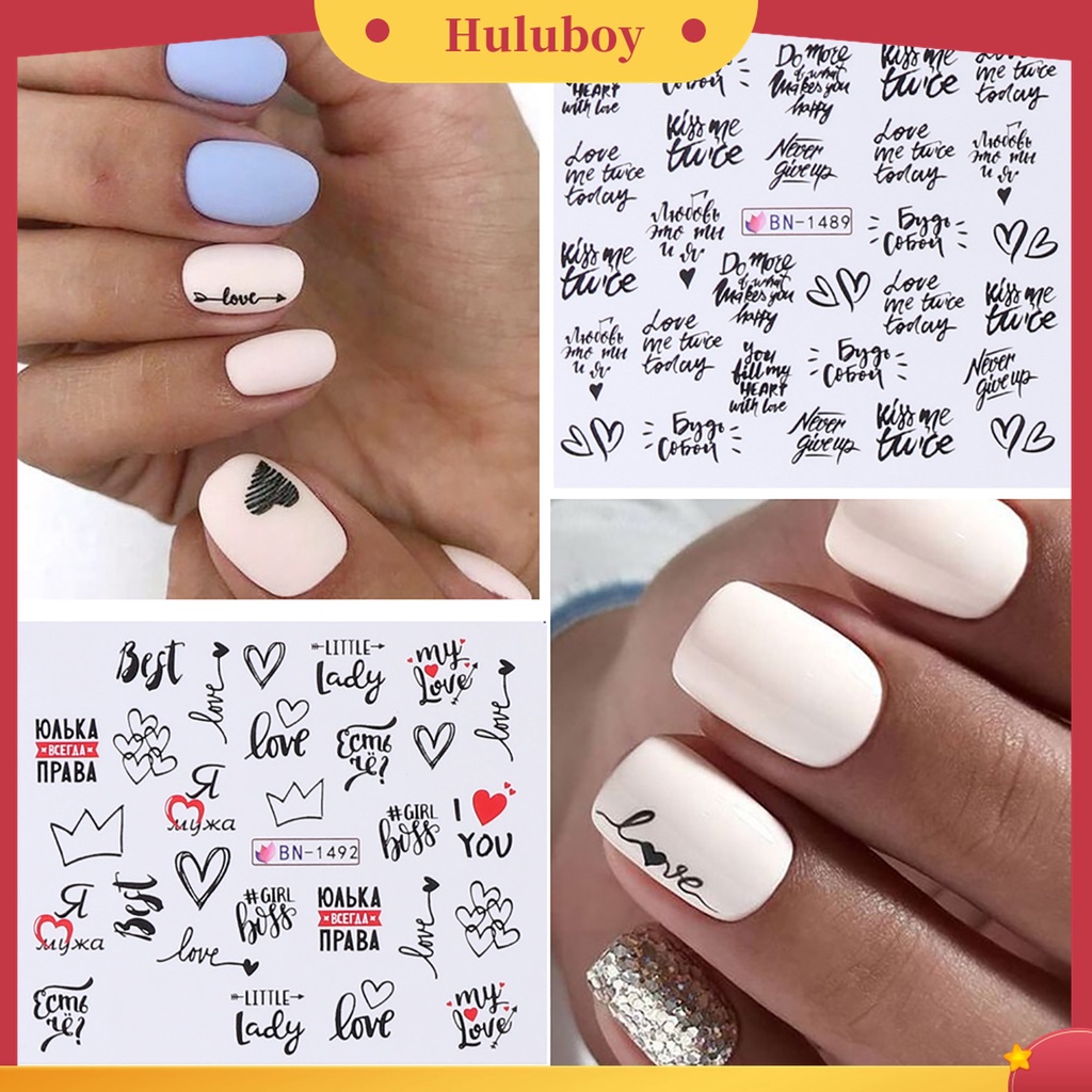 Huluboy Huluboy♡ 1 Lembar Stiker Kuku Motif Hati Untuk Salon Kecantikan