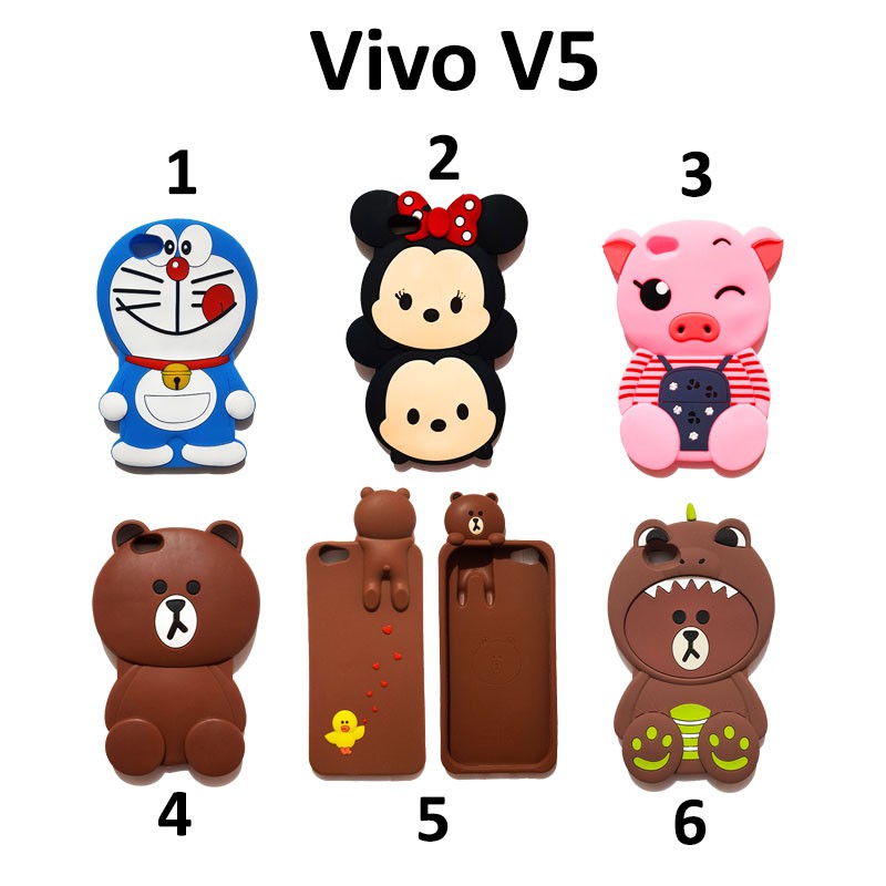 Silikon 3D karakter Silicon  for VIVO V5 Silikon boneka lucu pelindung hp case tebal karet softcase lentur