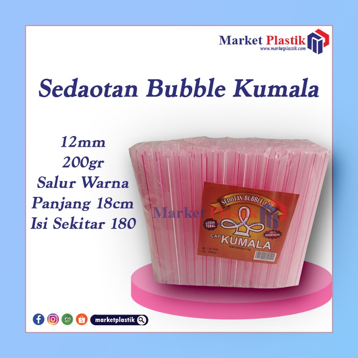 Sedotan Bubble 12mm/sedotan boba 12mm 200gram/sedotan warna salur 12mm 1616