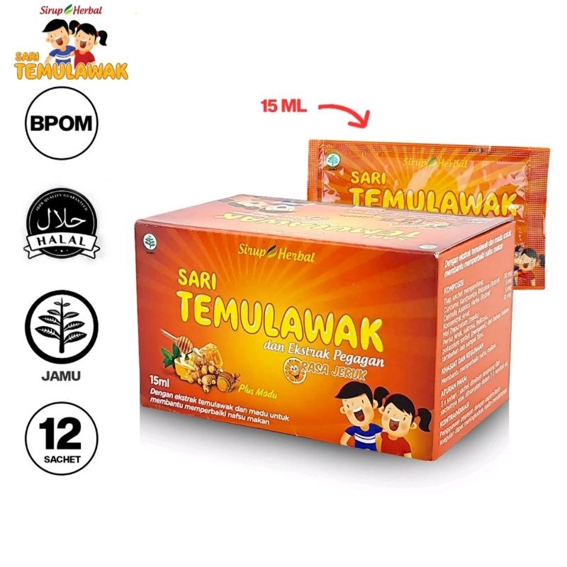 Sari Temulawak Syrup Herbal Memperbaiki Nafsu Makan Anak isi 12 sachet