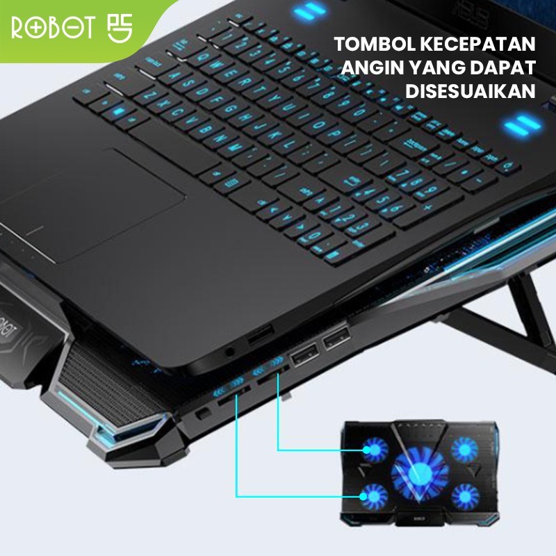 Robot RT-LCS03 Portable Laptop Cooling Stand 5 Fan 2 USB Port