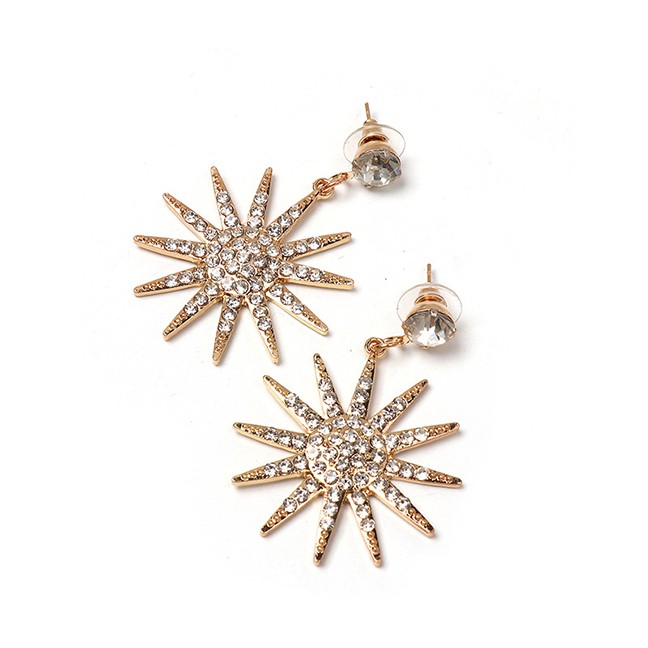 LRC Anting Tusuk Fashion Gold Golden Sun Flower Earrings D07432