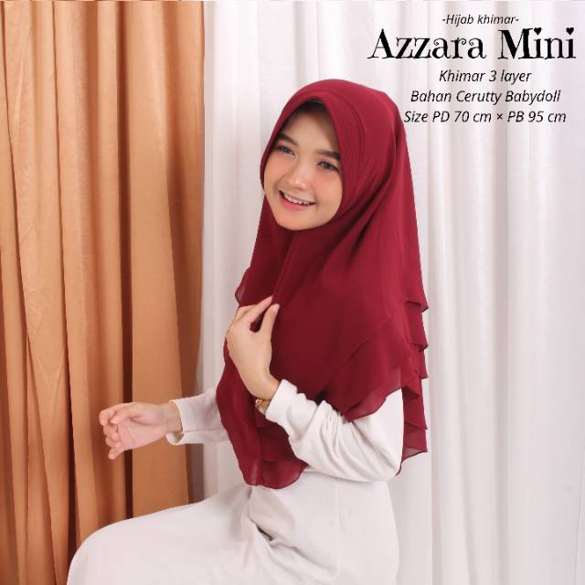 KHIMAR CERUTY BABYDOOL - HIJAB KHIMAR 3 LAYER - KHIMAR AZZARA MINI - BAHAN CERUTTY BABYDOLL PREMIUM