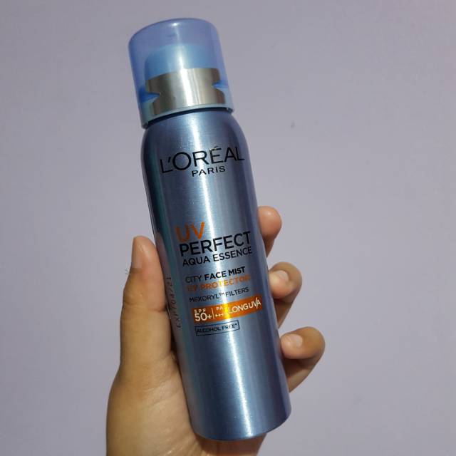 Loreal UV perfect aqua essence city face mist UV protector SPF 50 sunscreen sunblock wajah spray