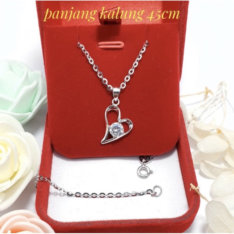Kalung liontin love perak 925 lapis emas putih kalung perak 925 S147