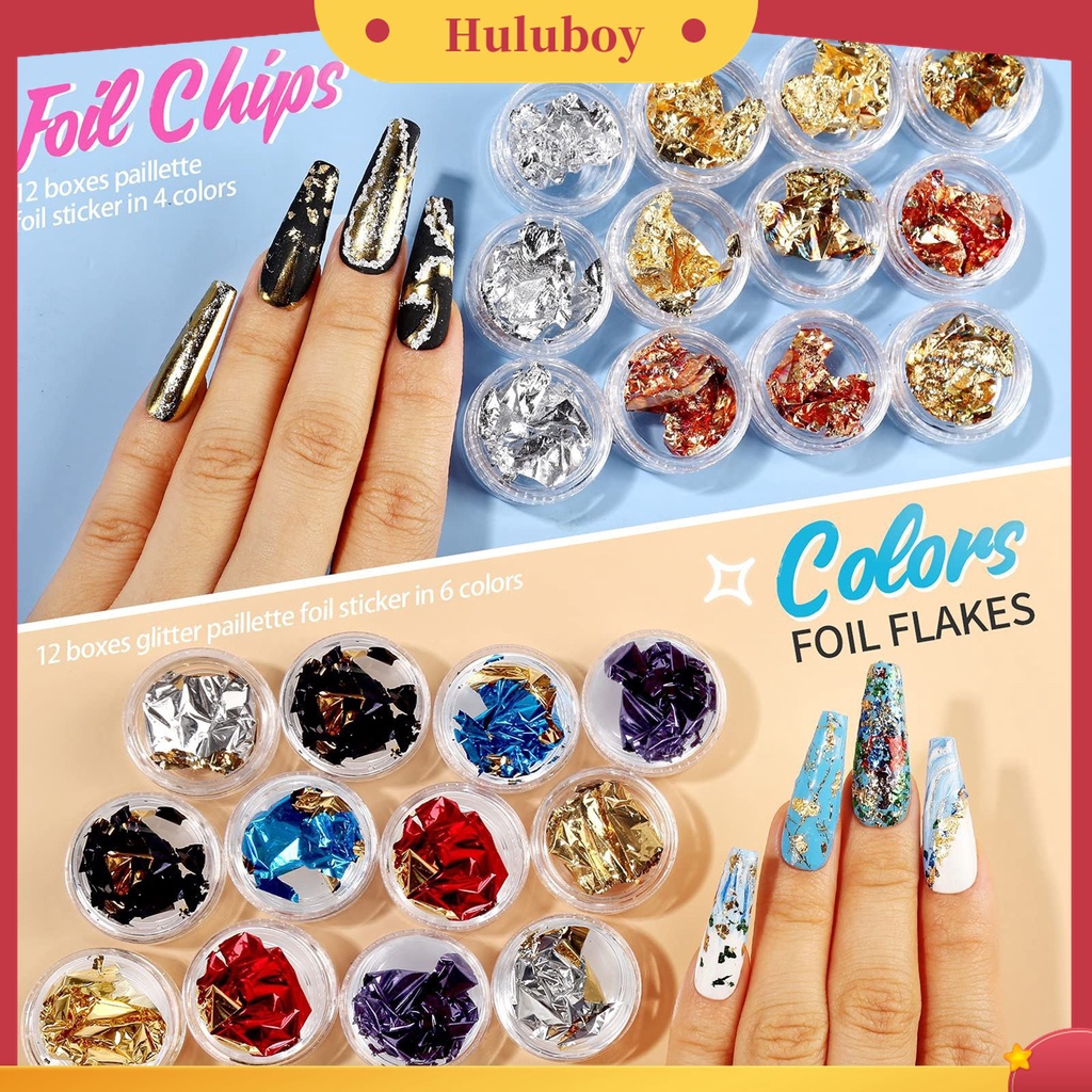 Huluboy Huluboy♡ 1 Set Sequin Glitter Multifungsi Untuk Aksesoris Manicure Wanita