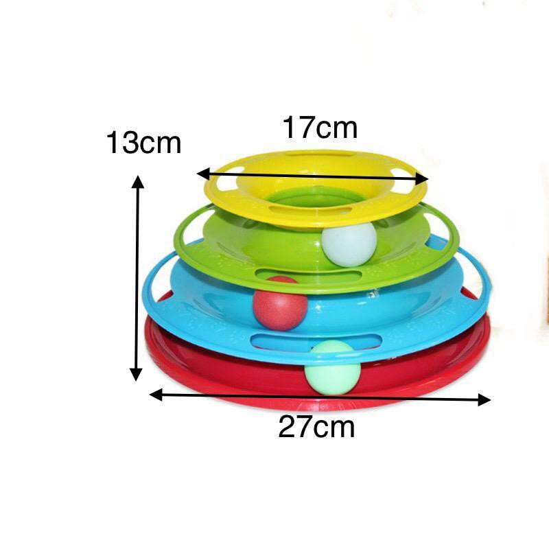 Mainan Kucing Interactive Bola 3 Tingkat Warna Warni