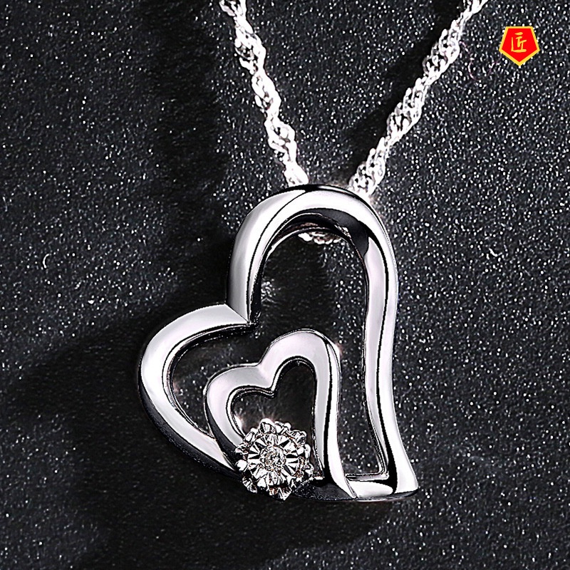 [Ready Stock]Korean Fashion Silver Heart-Shaped Zircon Pendant  Elegant Graceful