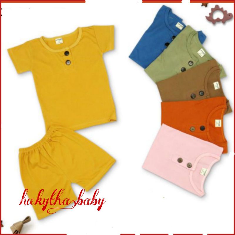 1stl- setelan hello baby pendek earth  polos comfortable series 100% cotton