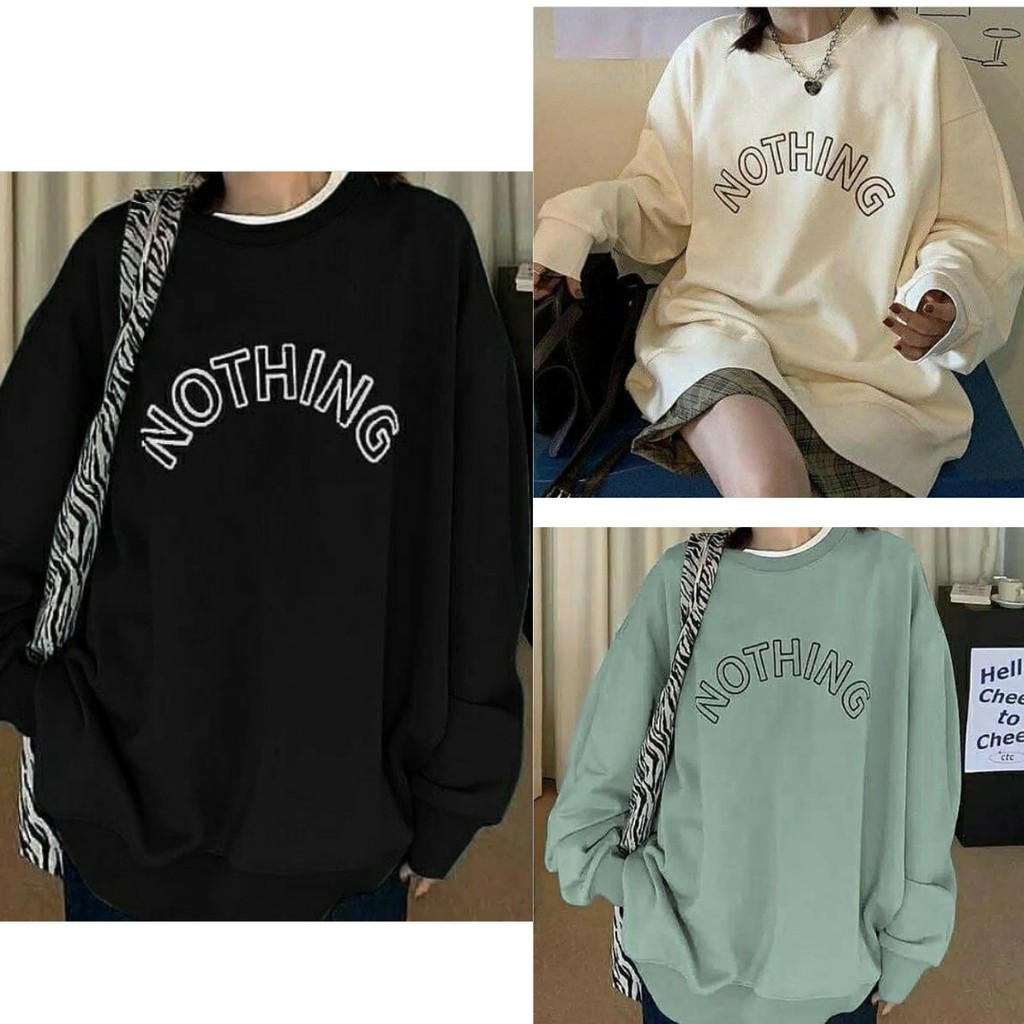 Sweater Oversize Wanita Nothing / Crewneck Oversize Nothing