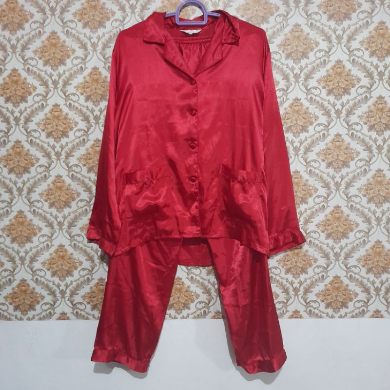 One Set Wanita Preloved | Setelan Cewek Bahan Satin Preloved | Baju Tidur Wanita Preloved | Piyama C