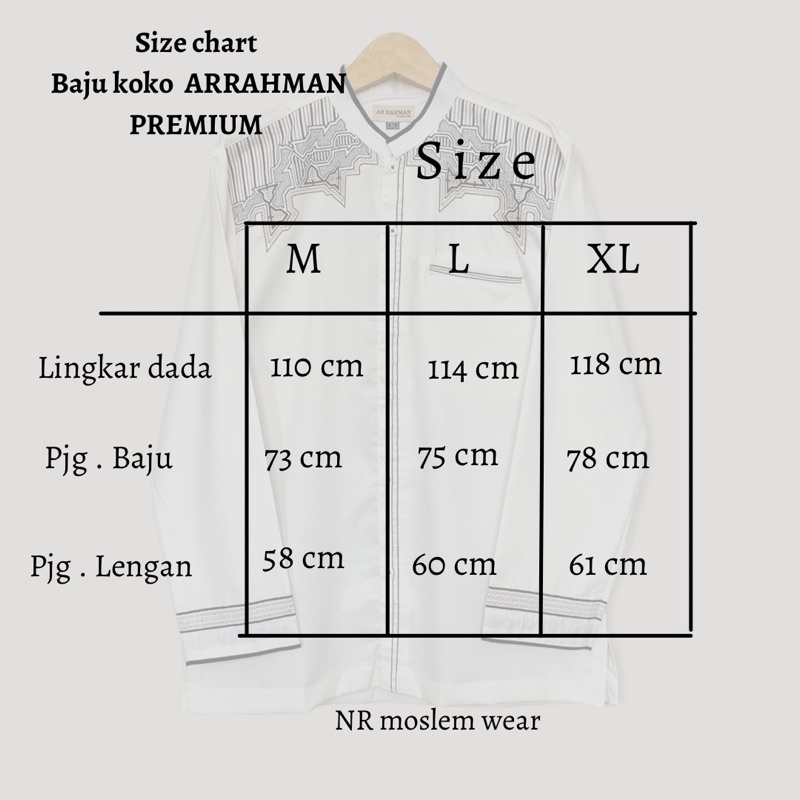 BAJU KOKO PUTIH ARRAHMAN LENGAN PANJANG / BAJU KOKO DEWASA /  kode ALM-ARK