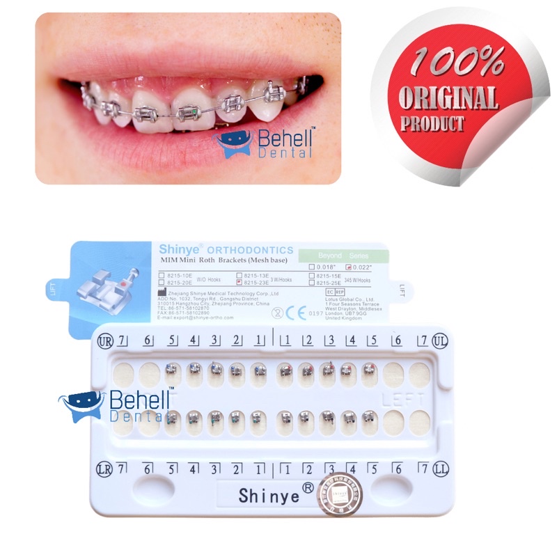 ORIGINAL BRACKET BEHEL SINYE S-ORTHO Mim Mini Roth With Hook // Bracket Kawat Gigi Ortho Untuk Perawatan / Perbaikan / Metal Metalic Metalik Braces Orthodontic / Behelldental Silver