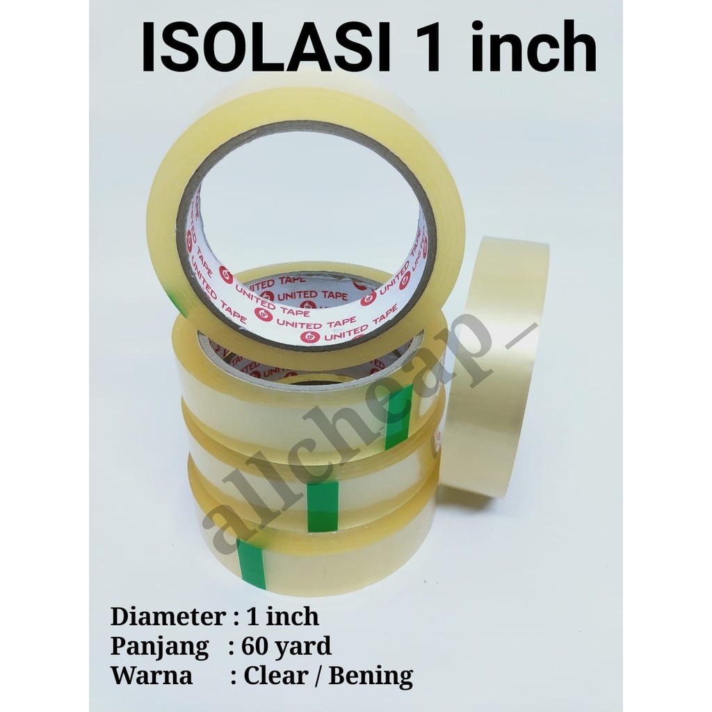 ISI 1PCS PLAKBAN LAKBAN ISOLASI BENING 24MM SOLATIP 1 INCH SELOTIP 60 YARD