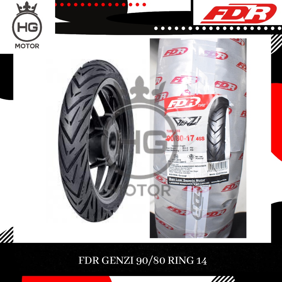 FDR 90/80-17 Genzi Ban Tubeless Motor Kawasaki bebek