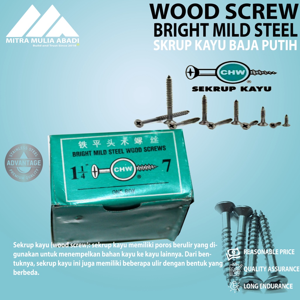 Sekrup Kayu CHW 1-1/4 inch x 7 / Skrup Wood Screw (A167)