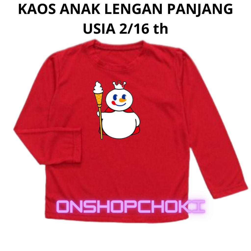 Kaos Anak Lengan Panjang Gambar MIXUE Unisex Cowok Cewek Usia 2-16th Kaos oblong anak lengan panjang