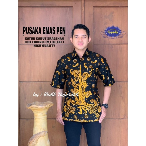 Pusaka Emas Kemeja Batik Pria Lengan Panjang Full Furing by Rajasakti