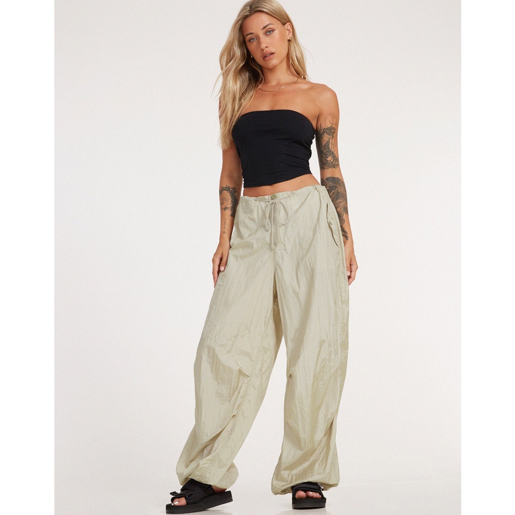 [Size S] MOTEL Rocks Chute Trouser Pants in PARACHUTE ALMOND MILK