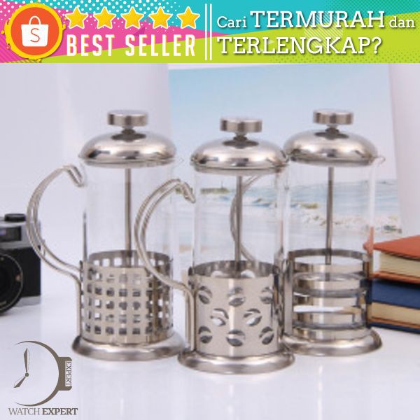 Duolvqi French Press Manual Coffee Maker Pot Stripe Pattern 800ml - KG72I - Silver