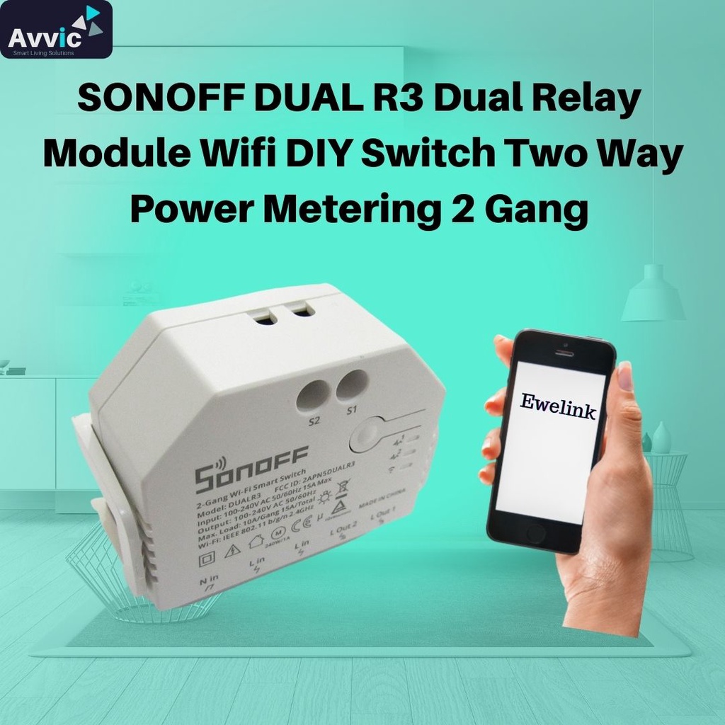 SONOFF DUAL R3 2Gang Relay Module DIY MINI Remote Control Switch Power