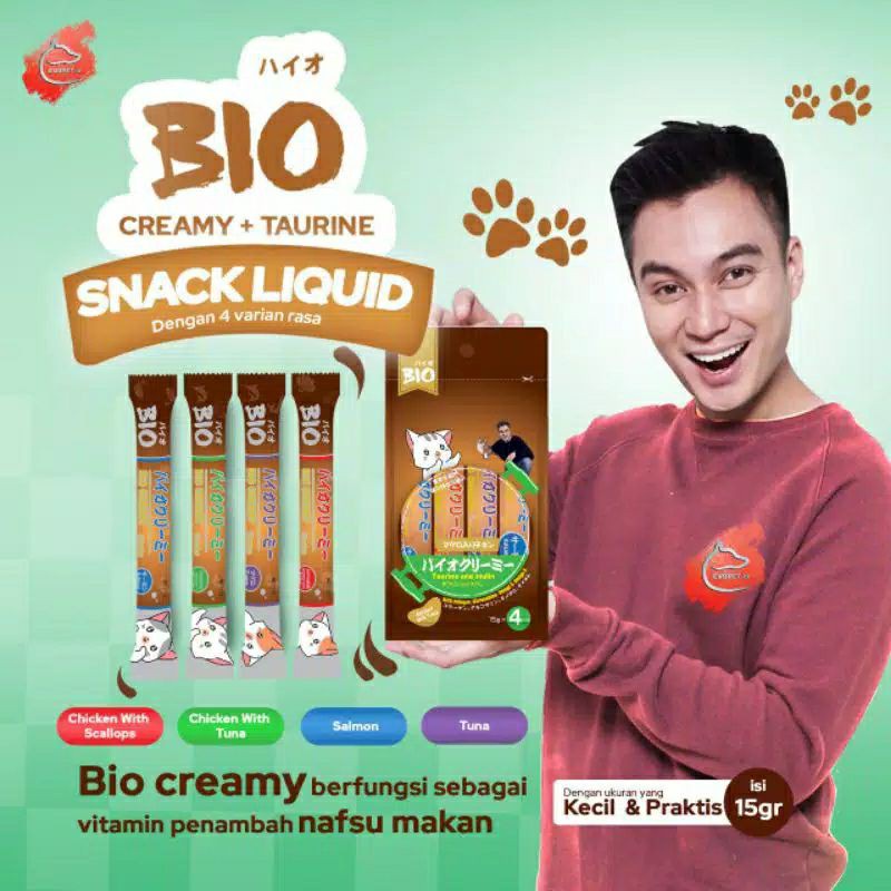 PROMO Bio Creamy Treats 15gr x 4 pcs / Snack Kucing / GROSIR Snack Kucing Setara Meo Me-O