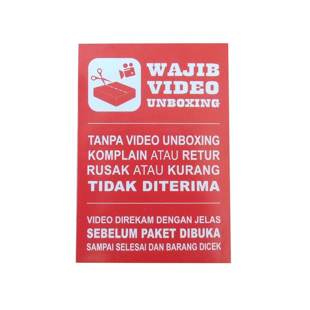 

Stiker Wajib Video Unboxing 4cm x 6cm