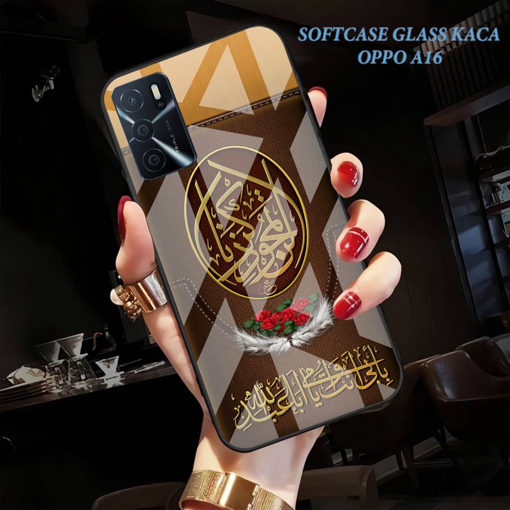 Softcase Glass Kaca OPPO A16 - Case Hp Pelindung Handphone OPPO A16 [ A16].