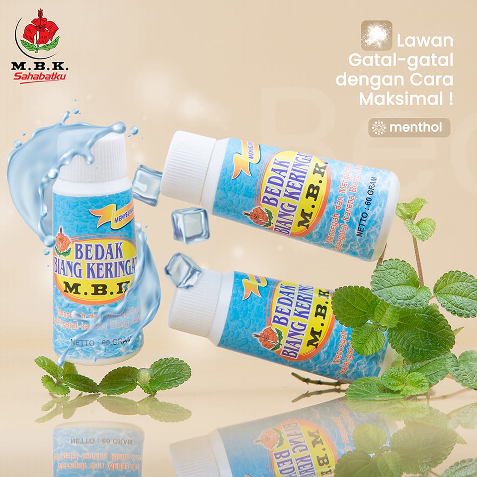 ⭐BAGUS⭐ MBK Bedak Biang Keringat Menthol Botol / Tin 60gr | Biru Hijau