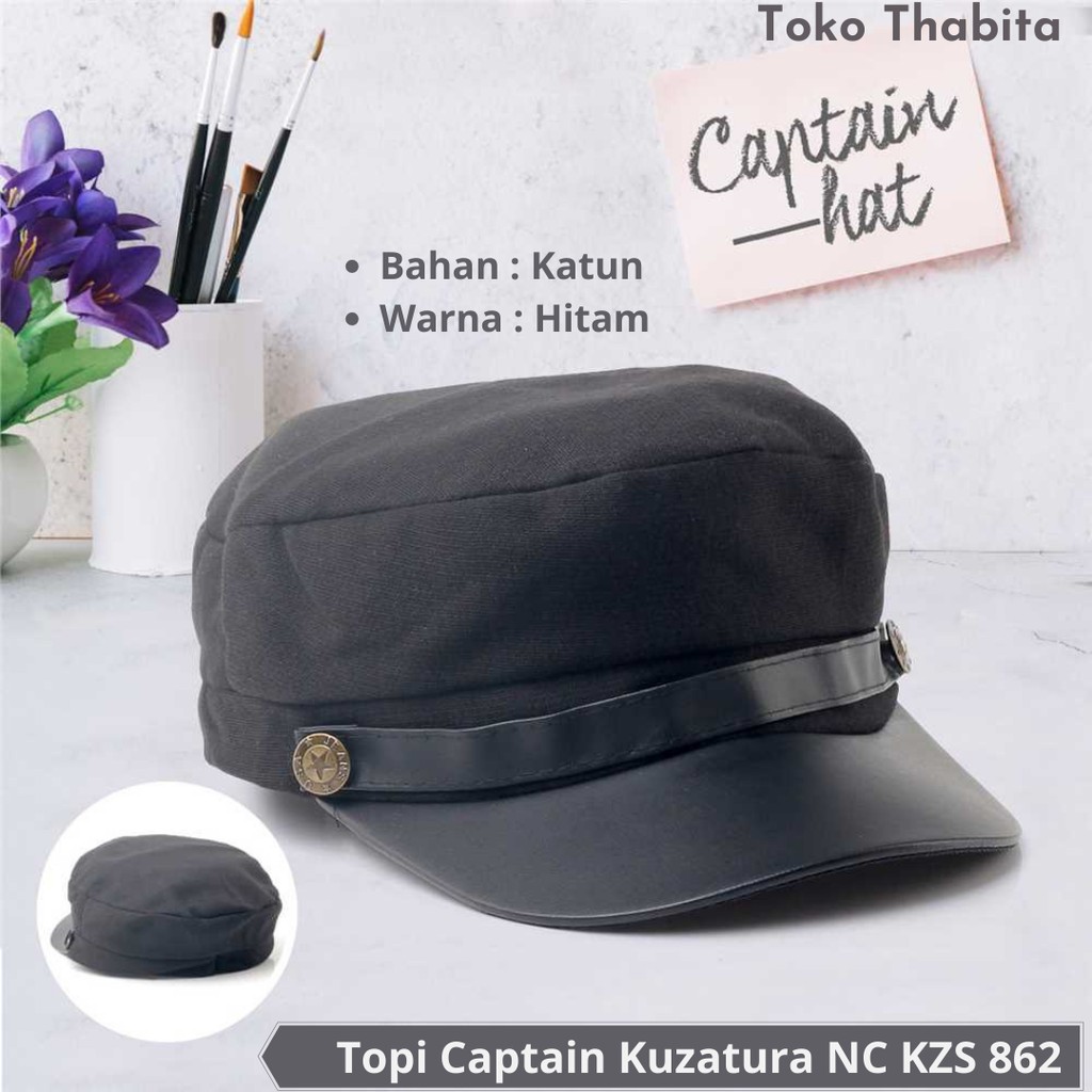 Topi Kapten Kapal Laut Sailor Cadet Millitary Model Ariel Bahan Katun Nautical Captain Hat