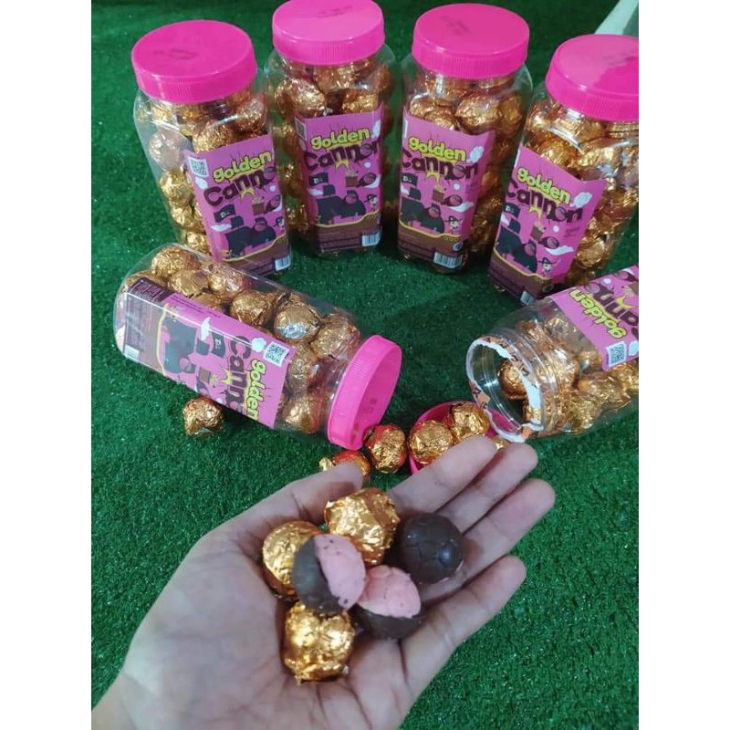 

1 KARTON COKLAT GOLDEN CANNON STRAWBERRY ISI 6 TOPLES